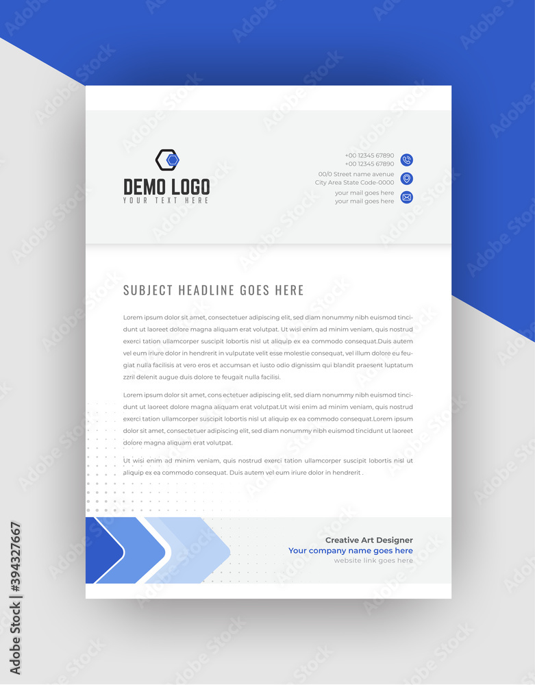 Professional business style letterhead template design / cover letter - vector minimalist colorful design