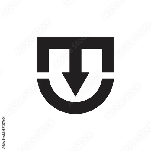 Shield with MU letter logo design vector