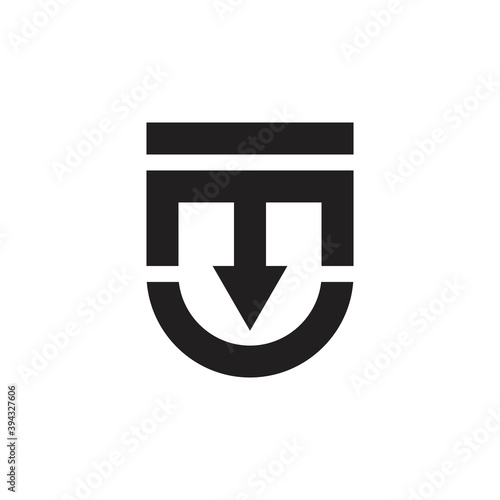 Shield with TM letter logo design vector