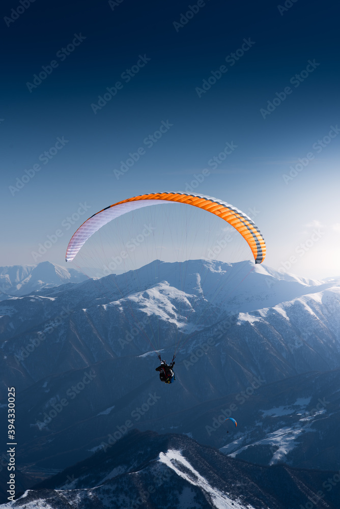 Winter paragliding