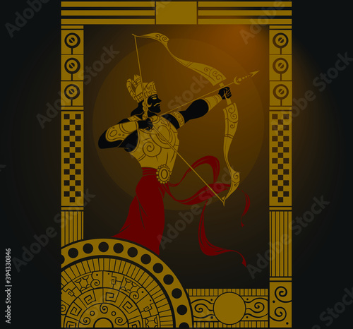 A vector illustration of Mahabharata warrior name Karna, also known as Vasusena, Anga-raja, and Radheya photo
