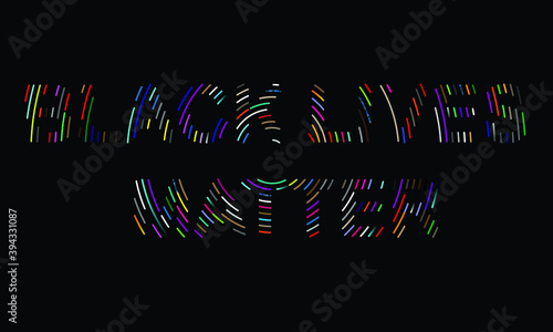 Typography of hashtag BLM made of textured letters for protest, anti-racist advocacy. Slogan for Black Lives Matter movement against police brutality and systemic racism
