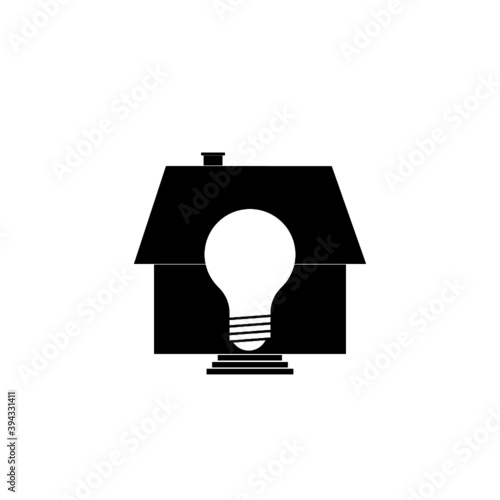 Bulb and Home or House Icon isolated on white background