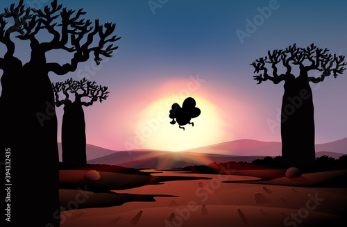 Outdoor nature silhouette sunset scene