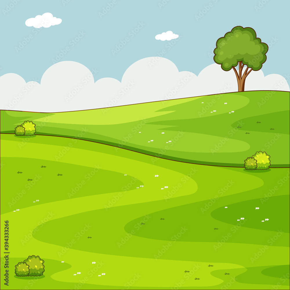 Obraz premium Empty green nature scene with a tree