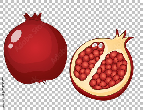 Red pomegranate cartoon style isolated