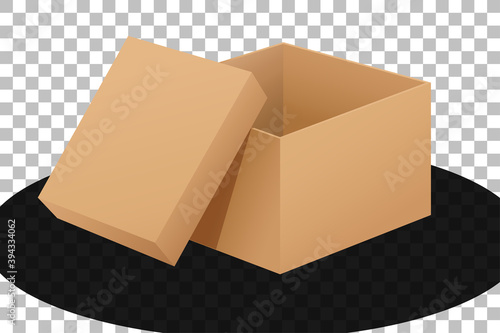 Cardboard box opened isolated cartoon style