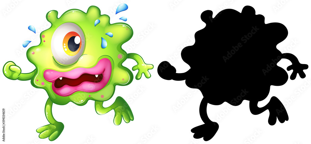 Fototapeta premium Monster with its silhouette on white background