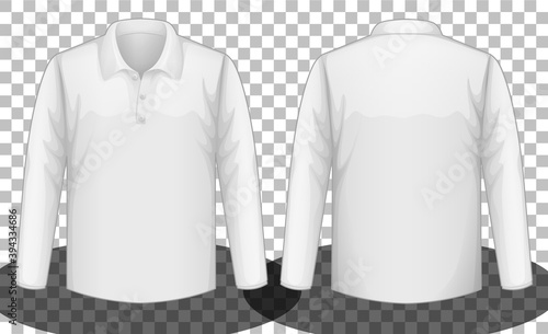 White long sleeves polo shirt front and back side