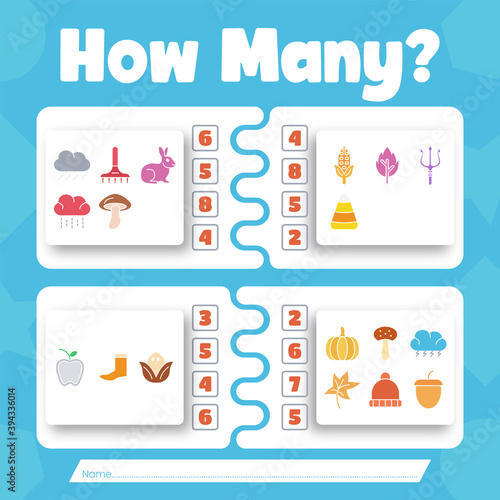 How many object counting puzzle games for preschool worksheet.