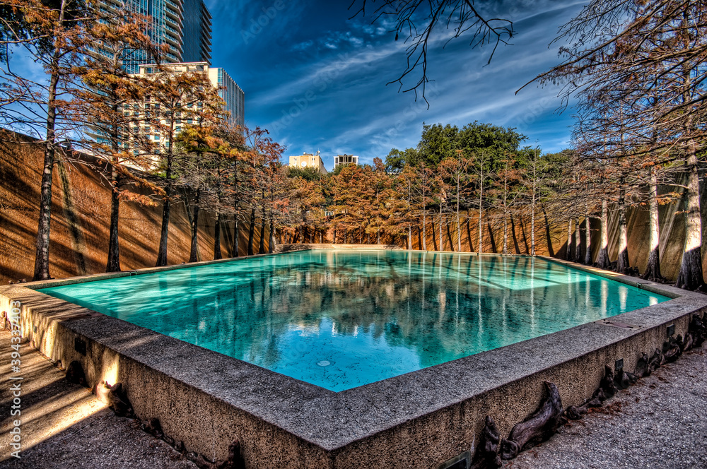 Water Gardens in the city of Fort Worth. in Fort Worth Texas USA