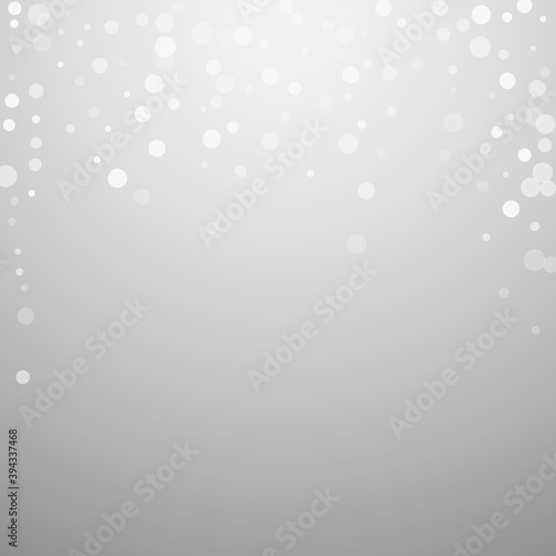 White dots Christmas background. Subtle flying sno