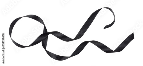 Waved black silk ribbon iso...