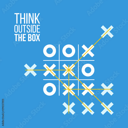 tic tac toe field without borders, many alternatives to win, think outside box concept
