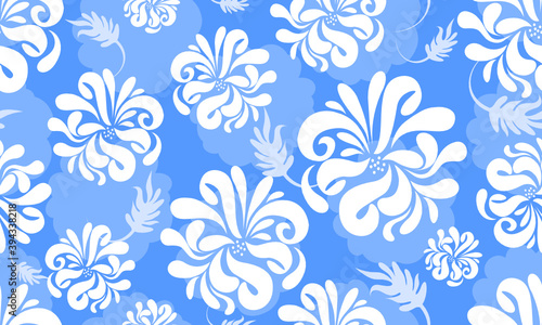 Floral seamless pattern with white chrysanthemum.vector illustration.