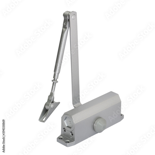 Vászonkép Automatic door closer in gray on a white background, which gracefully closes eve