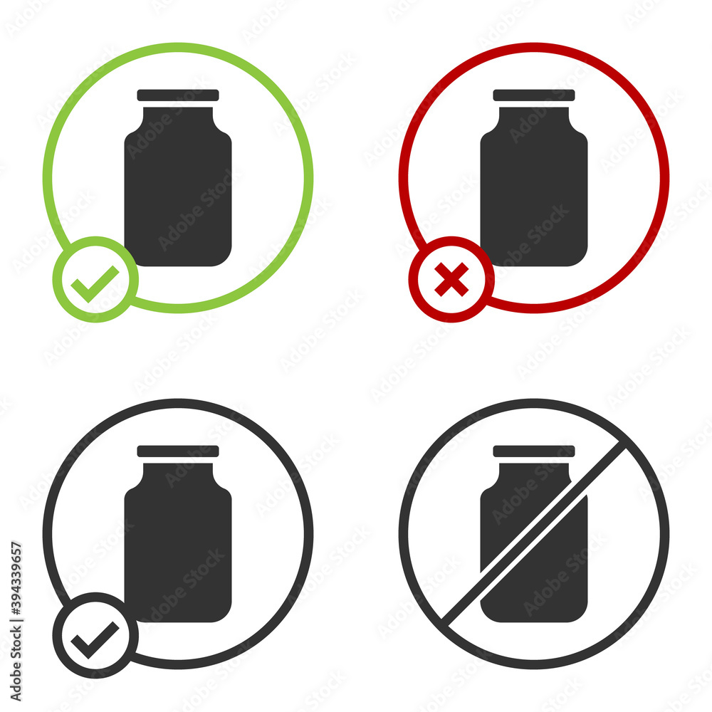 Black Glass jar with screw-cap icon isolated on white background. Circle button. Vector. Black Glass jar with screw-cap icon isolated on white background. Circle button. Vector.