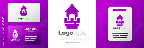 Logotype Castle tower icon isolated on white background. Fortress sign. Logo design template element. Vector.