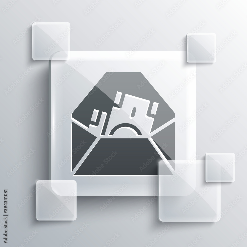 Grey Envelope with coin dollar symbol icon isolated on grey background. Salary increase, money payroll, compensation income. Square glass panels. Vector. Grey Envelope with coin dollar symbol icon isolated on grey background. Salary increase, money payroll, compensation income. Square glass panels. Vector.