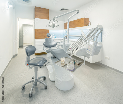 Dentist tools and professional dentistry chair