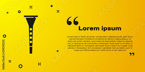 Black Clarinet icon isolated on yellow background. Musical instrument. Vector.