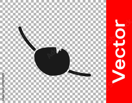 Black Pirate eye patch icon isolated on transparent background. Pirate accessory. Vector.