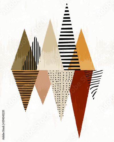 illustration vector EPS 10 print hand draw painted abstract shapes geometry contemporary aesthetic boho mid century modern art Scandinavian nordic design style photo