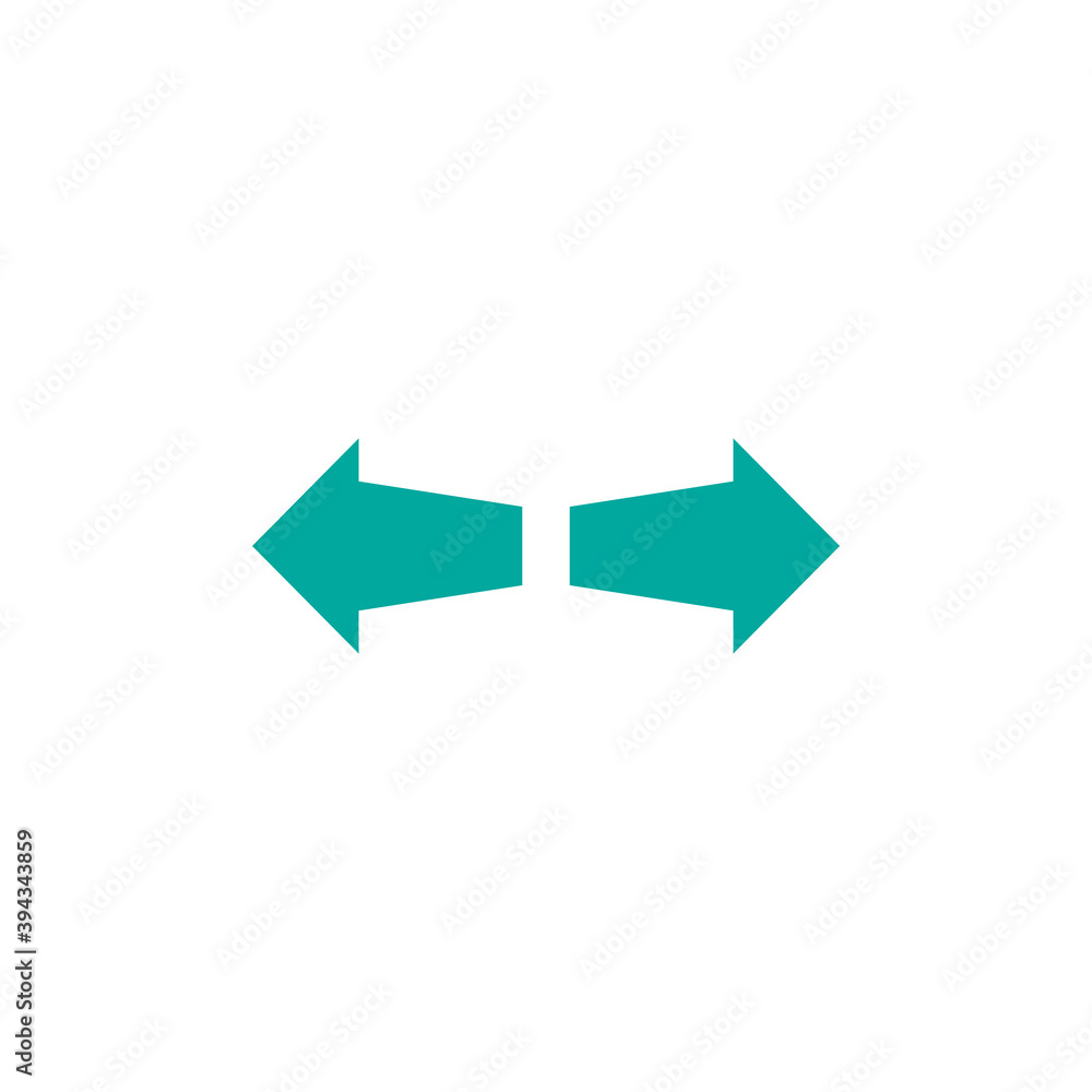 Vector distance icon. Two opposite horizontal arrows isolated on white. Flat stretch icon. Vector distance icon. Two opposite horizontal arrows isolated on white. Flat stretch icon.