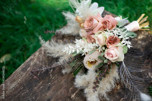 Bridal bouquet. Bouquet of flowers in the Boho style. Wedding boho bouquet