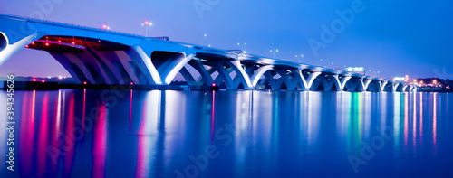 The Woodrow Wilson Memorial Bridge spans the Potomac River between Alexandria, Virginia, and the state of Maryland. photo