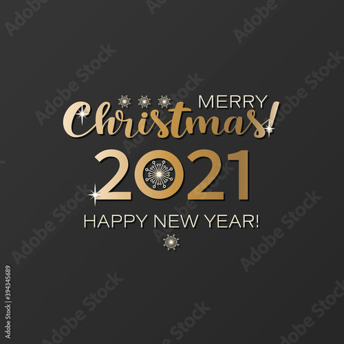 Christmas greetings. Vector 2021, large numbers, snowflakes. Logo. Happy New Year. Calendar, banner