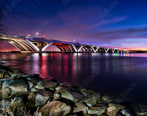 The Woodrow Wilson Memorial Bridge spans the Potomac River between Alexandria, Virginia, and the state of Maryland. photo