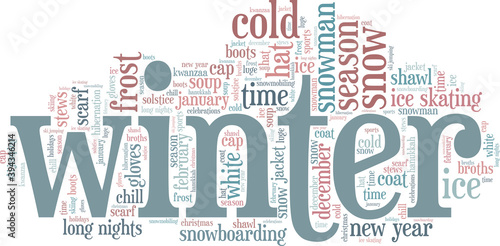 Winter vector illustration word cloud isolated on a white background.