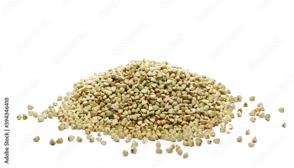 Buckwheat pile isolated on white background Buckwheat pile isolated on white background