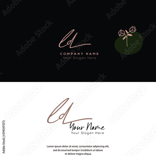 L D LD Initial letter handwriting and signature logo. Beauty vector initial logo .Fashion, boutique, floral and botanical photo