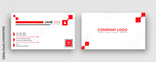 business card templates. red modern, simple and creative business card. abstract and clean double-sided visiting card in a standard size.