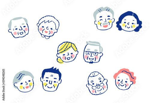 シニアカップルの顔　5組