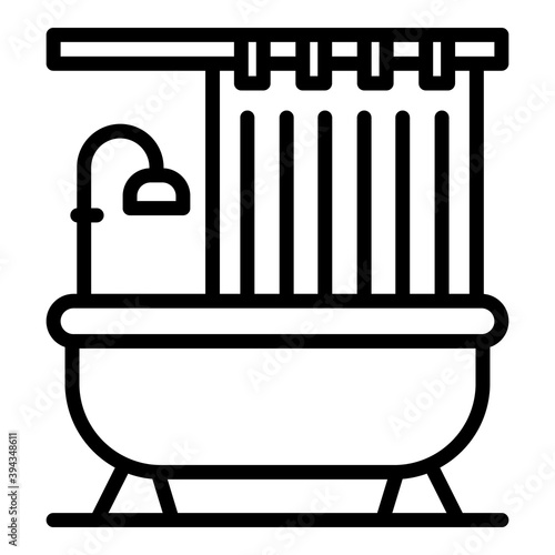 Wash shower curtain icon. Outline wash shower curtain vector icon for web design isolated on white background