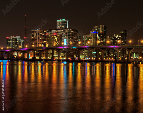 View of South Beach Miami with MacArthur Causeway Bridge © otmman