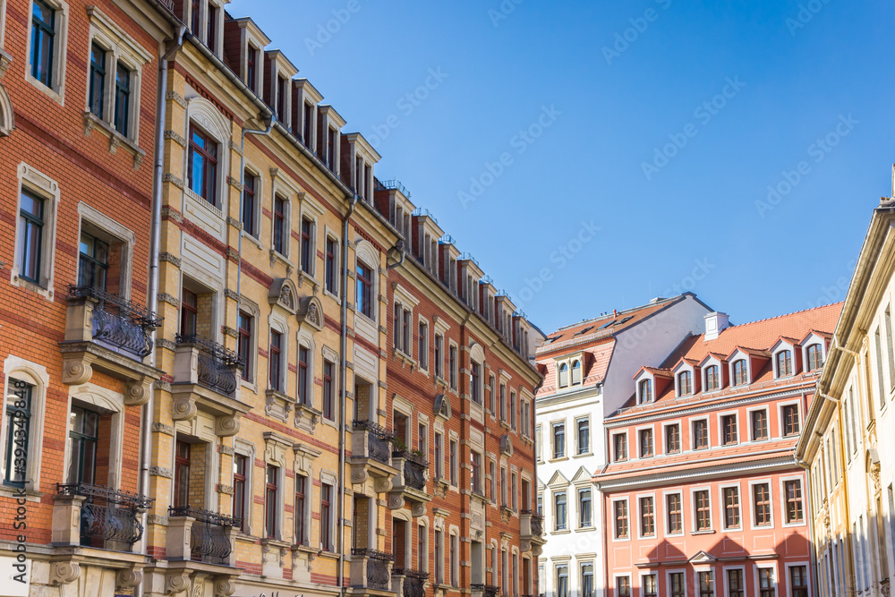 Colorful historic houses in the Neustadt neighbourhood of Dresden, Germany