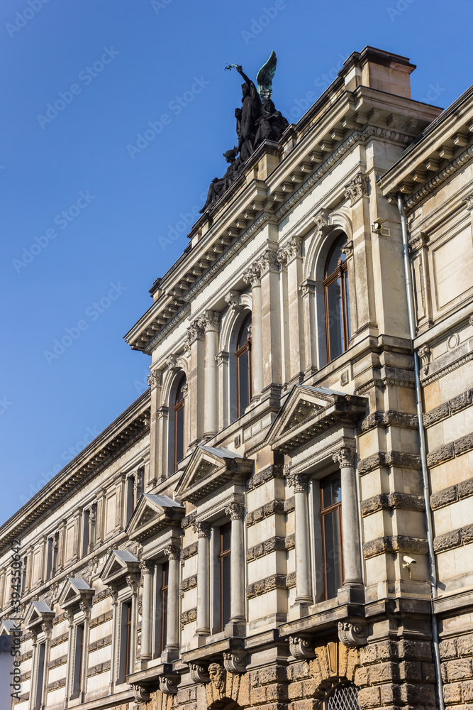 Facade and of the historic town hall of Dresden, Germany