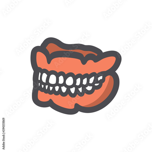 False dentures with white teeth Vector icon Cartoon illustration