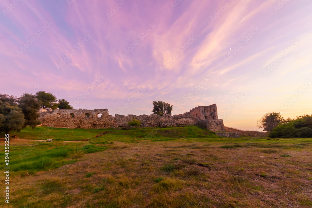 Sunset with Antipatris Fort (Binar Bashi), Yarkon (Tel-Afek) National Park