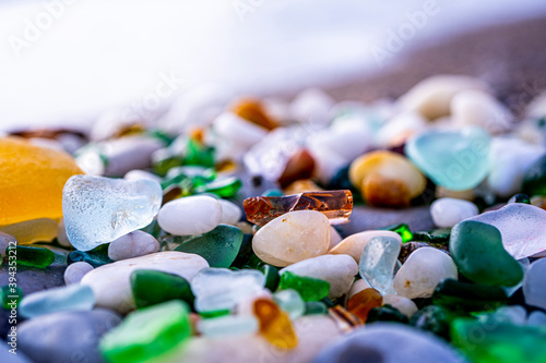 Colorful sea glass found on the coast