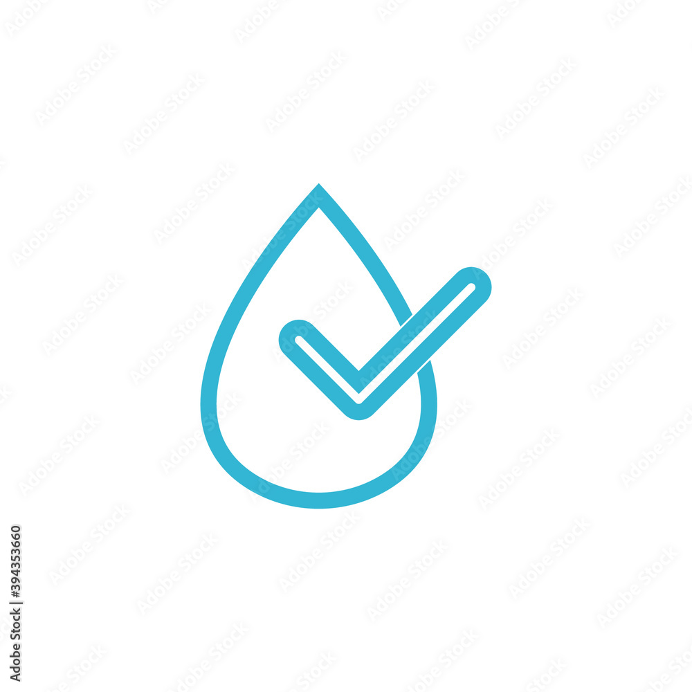 Icon vector graphic of water drop aproved Icon vector graphic of water drop aproved