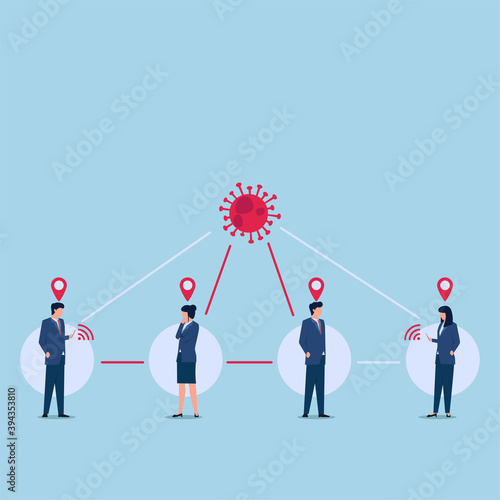 Illustration of tracing location people contact with virus.