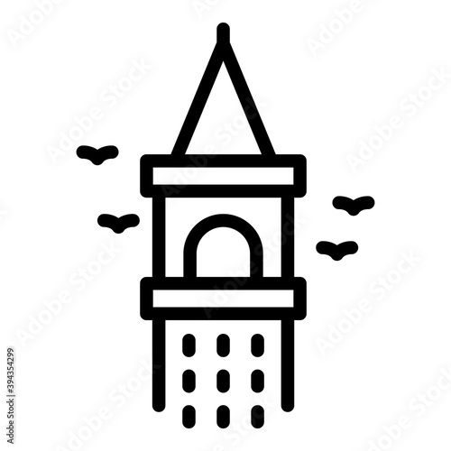 Galata tower icon. Outline galata tower vector icon for web design isolated on white background