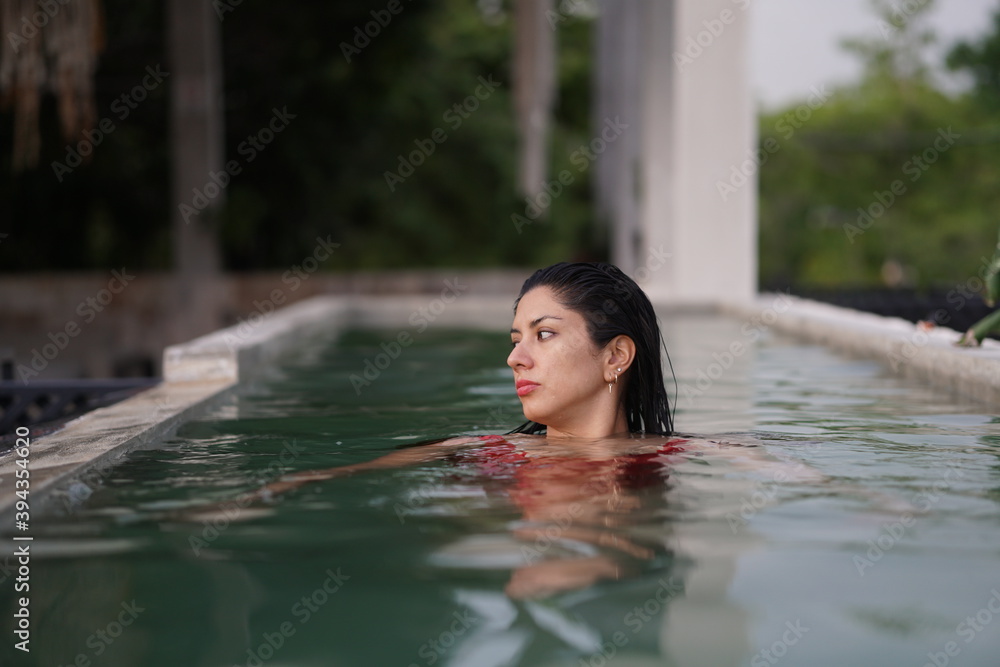 bacalar, mexico, model, photoshooting, water, pool