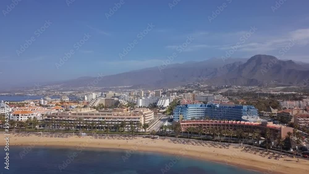 Aerial panorama of Los Cristianos and Playa del Camison beach, Tenerife, Canary islands, Spain. Aerial panorama of Los Cristianos and Playa del Camison beach, Tenerife, Canary islands, Spain.