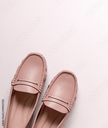 Stylish women shoes on white background.